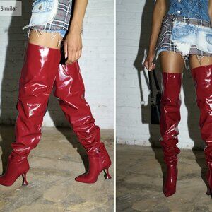 AZALEA WANG STEPHAN BURGUNDY BOOT - 10